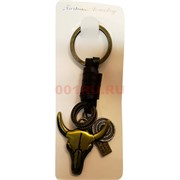 Брелок металл + кожа «бык-корова»