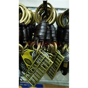 Брелок металл + кожа «счеты»