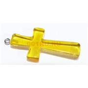 Подвеска кулон из янтаря крест желтая 4,2 см