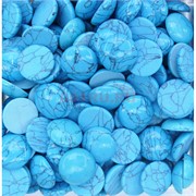 Кабошоны 20 мм круглые из голубой бирюзы с прожилками