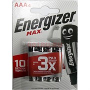 Батарейки щелочные Energizer ENR MAX E92/AAA BP 4 RU (цена за 4 батарейки)