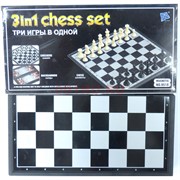 Шахматы-шашки-нарды (9518) пластмассовые 24 см 3-в-1 на магнитной доске 60 шт/коробка