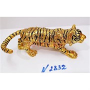 Тигр желтый Шкатулка со стразами (2832) из металла символ 2022 года