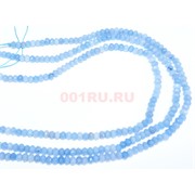 Нитка бусин граненая рондель из голубого агата 38 см