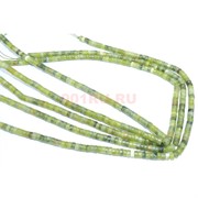 Нитка бусин таблетка из зеленого травяного варисцита 36 см