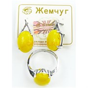 Набор 2-в-1 сережки и кольцо (П-318) из желтого янтаря