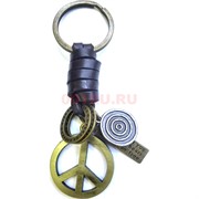 Брелок металл + кожа «peace»