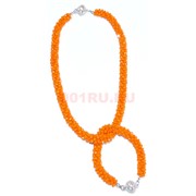 Набор 2-в-1 бусы и браслет (диаметр 1,2 см) из оранжевого циркона на магнитной застежке со стразами 45 см