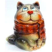 Фигурка из цветной керамики Кошка с шарфом 9 см