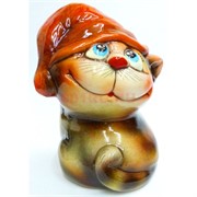 Фигурка из цветной керамики (2) Кошка в шапочке 12 см
