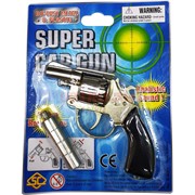 Игрушка Super Cup Gun Пистолет металлический тяжелый для пистонов с глушителем