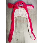 Шапка розовая меховая с поднимающимися ушами Собака Хаги Ваги 10 шт/упаковка