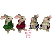 Кролики из полистоуна (KL-4227) в кофточках 4 шт/упаковка символ 2023 года