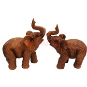 Пара слонов (NS-918) коричневые 14 см из полистоуна