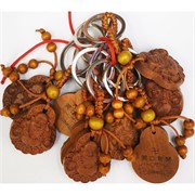 Брелок Фэншуй деревянный «Хотей с монетами и слитками» 10 шт/связка