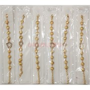 Браслет металлический со стразами (O-79) ракушки цвет золото 12 шт/упаковка