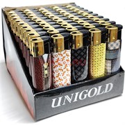 Зажигалка дешевая Unigold «рисунки узоры» пьезо 50 шт/упаковка