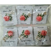 Брошь металлическая Цветок Роза со стразами 12 шт/упаковка (BP-1774)