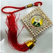 Амулет православный (HRG-350) ромб с жемчужинами 12 шт/упаковка (красные нитки)