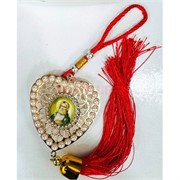 Амулет православный (HGR-349) сердце с жемчужинами 12 шт/упаковка (красные нитки)