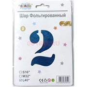 Воздушные шары с синей цифрой «2» размер 40 дюймов