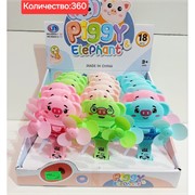 Вентилятор ручной двойной (3394) Свинка Пигги 18 шт/упаковка