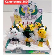 Вентилятор ручной двойной (3395) Cute Elk 18 шт/упаковка