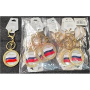 Брелок со стразами и карабином (KY-2764) герб России круглый 12 шт/упаковка