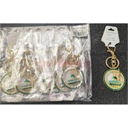 Брелок со стразами (KY-2658) мусульманский круглый с зеленым фоном 12 шт/упаковка