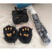 Набор кошечки черный из 3 предметов (маска, лапки, двухцветный хвост)