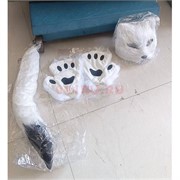 Набор кошечки белый из 3 предметов (маска, лапки, двухцветный хвост)
