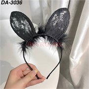 Ободок черный (DA-3036) с ушками 12 шт/упаковка