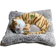 Игрушка мягкая Кошка спящая на подстилке мяукает 12 шт/упаковка