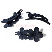 Заколка краб черная (RV-6019) два цветка 12 шт/упаковка