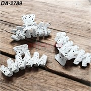 Краб для волос белый в черную крапинку (DA-2789) пластмассовый 12 шт/упаковка