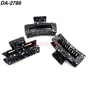 Краб для волос черный в белую крапинку (DA-2788) пластмассовый 12 шт/упаковка Краб для волос черный в белую крапинку (DA-2788) пластмассовый 12 шт/упаковка