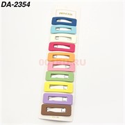 Заколка металлическая клик-клак (DA-2354) прямоугольные цветные 5,5 см 12 шт/лист
