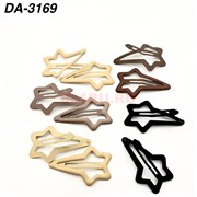 Заколка металлическая клик-клак (DA-3169) цветная звезда 5,5 см 10 шт/лист