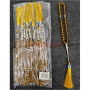 Четки стеклянные 33 бусины (CK-940G) цвет янтарный 8 мм 12 шт/упаковка