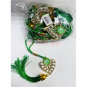 Амулет мусульманский (KN-G13) со стразами и зелеными нитками 12 шт/упаковка