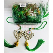 Амулет мусульманский (KN-G13) Кааба со стразами и зелеными нитками 12 шт/упаковка