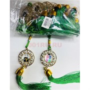 Амулет мусульманский (KN-G33) Кааба со стразами и зелеными нитками 12 шт/упаковка