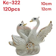 Лебеди парочка (KL-322) из фарфора высота 10 см