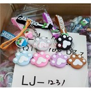 Брелок резиновый (LJ-1231) Лапка кошачья с браслетом 120 шт/блок