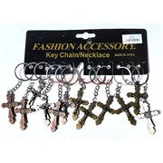 Брелок металлический (KY-50) Крест 2 цвета 12 шт/упаковка