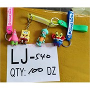 Брелок резиновый Спанч Боб и друзья с браслетом 12 шт/упаковка (LJ-540)