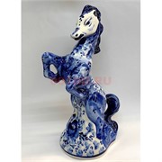 Конь гжель синяя Зодиак 21 см высота