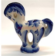 Лошадка конь гжель синяя Малыш 7,5x7 см символ 2026 года