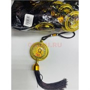 Подвеска православная (KN-E55) круглая крутящаяся с коричневыми нитками 12 шт/упаковка