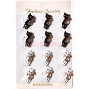 Брошь металлическая (S-70) Кошки 12 шт/упаковка